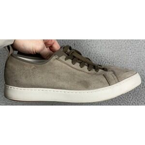 Santoni Shoes Men 8.5 Taupe Suede Low Top Sneakers Lace Up Comfort Made in Italy